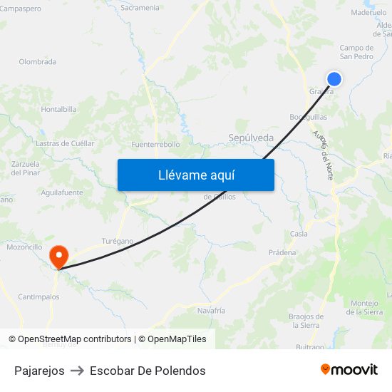 Pajarejos to Escobar De Polendos map