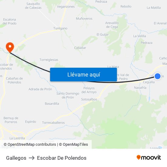 Gallegos to Escobar De Polendos map