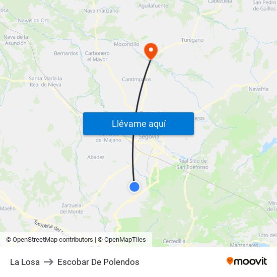 La Losa to Escobar De Polendos map