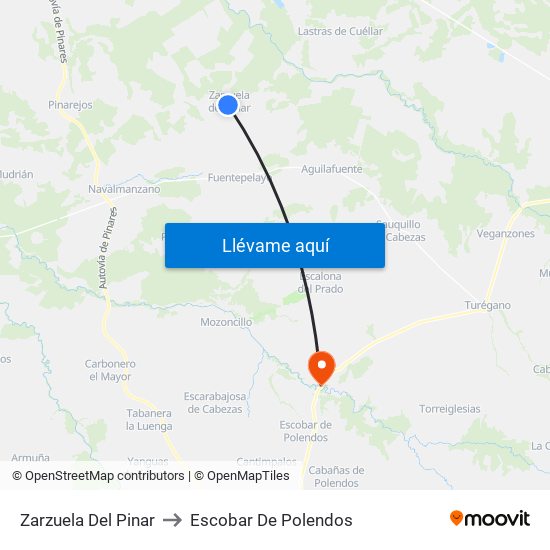 Zarzuela Del Pinar to Escobar De Polendos map