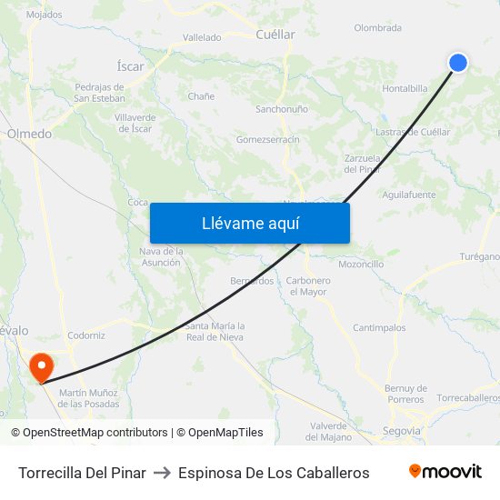 Torrecilla Del Pinar to Espinosa De Los Caballeros map
