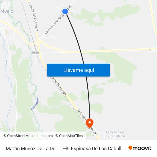 Martín Muñoz De La Dehesa to Espinosa De Los Caballeros map