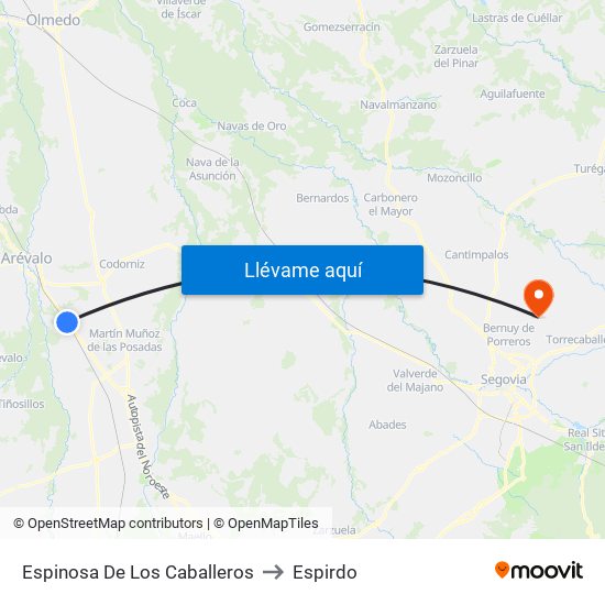 Espinosa De Los Caballeros to Espirdo map