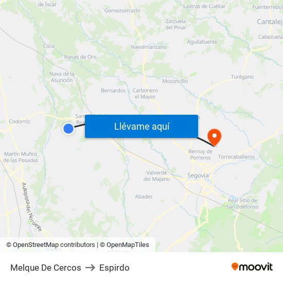 Melque De Cercos to Espirdo map
