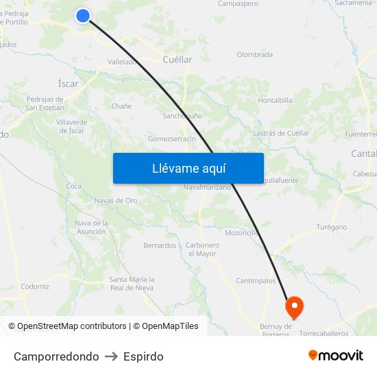 Camporredondo to Espirdo map