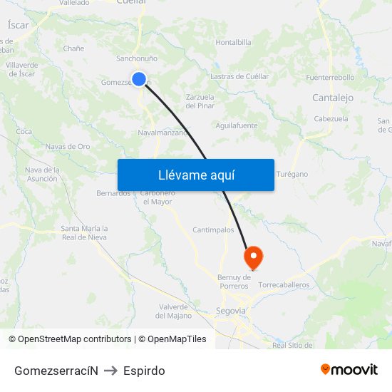 Gomezserrací­N to Espirdo map