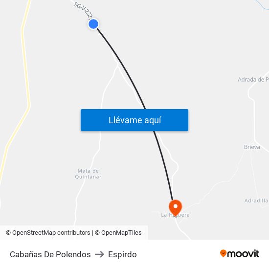 Cabañas De Polendos to Espirdo map