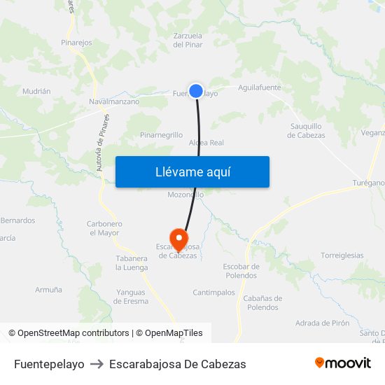 Fuentepelayo to Escarabajosa De Cabezas map