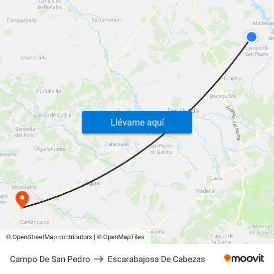 Campo De San Pedro to Escarabajosa De Cabezas map