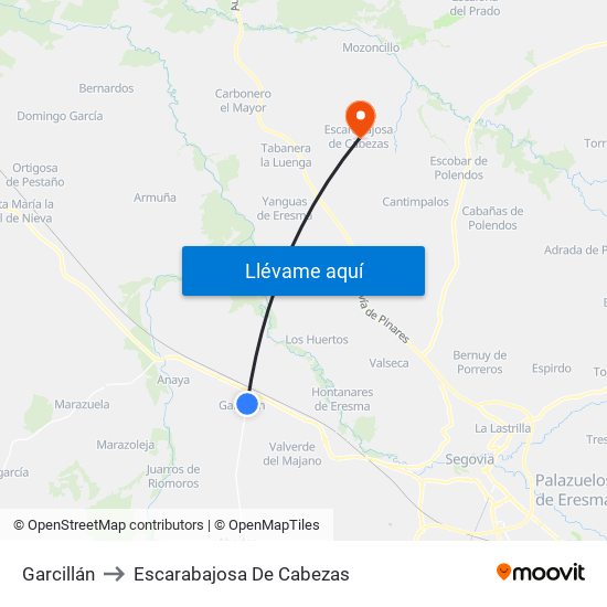 Garcillán to Escarabajosa De Cabezas map