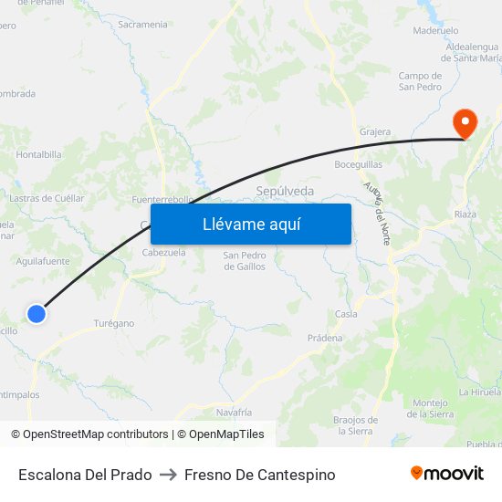 Escalona Del Prado to Fresno De Cantespino map