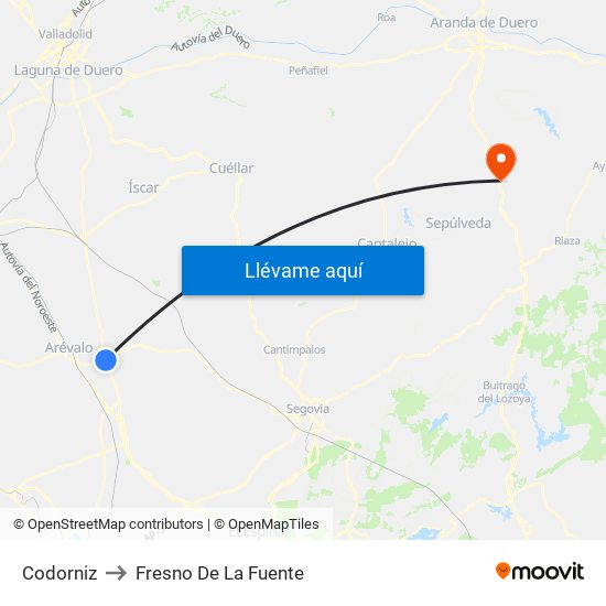 Codorniz to Fresno De La Fuente map