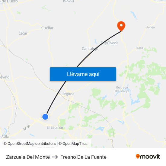 Zarzuela Del Monte to Fresno De La Fuente map