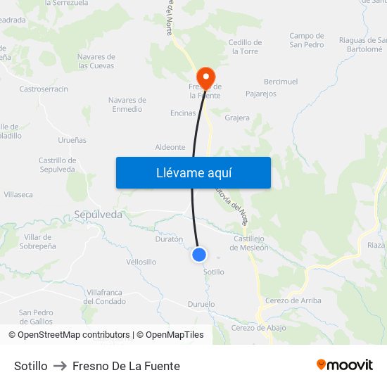 Sotillo to Fresno De La Fuente map