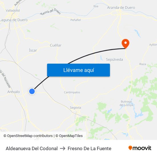 Aldeanueva Del Codonal to Fresno De La Fuente map