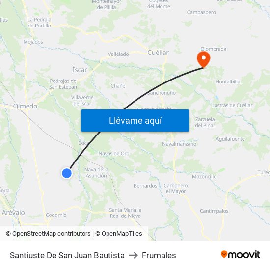 Santiuste De San Juan Bautista to Frumales map