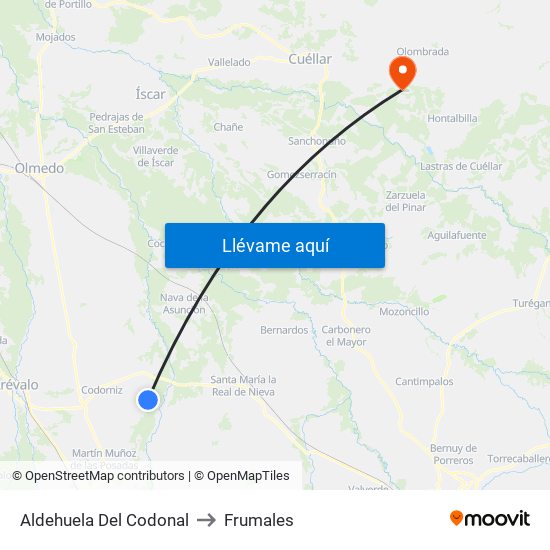 Aldehuela Del Codonal to Frumales map