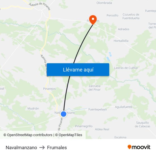 Navalmanzano to Frumales map