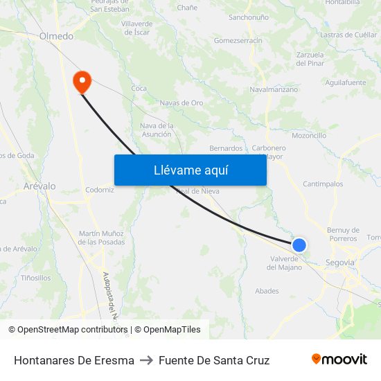 Hontanares De Eresma to Fuente De Santa Cruz map