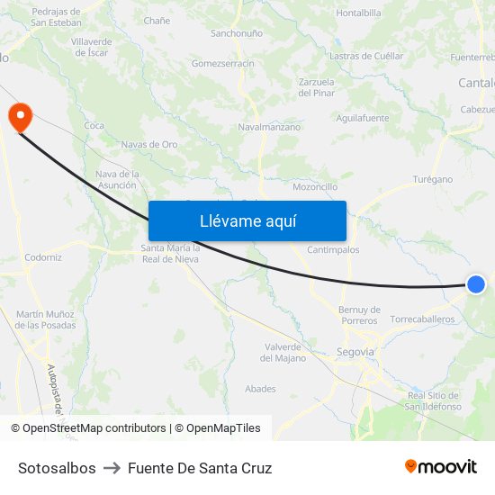 Sotosalbos to Fuente De Santa Cruz map