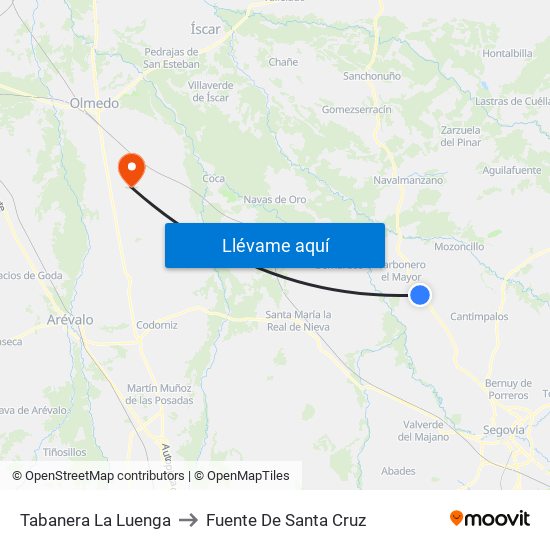 Tabanera La Luenga to Fuente De Santa Cruz map