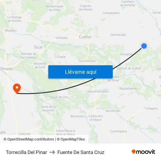 Torrecilla Del Pinar to Fuente De Santa Cruz map