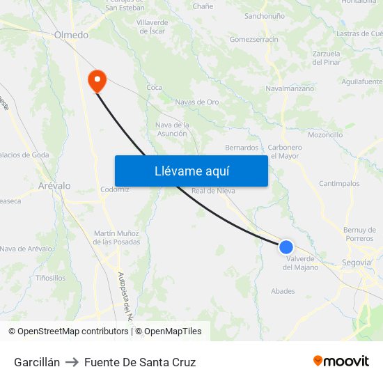 Garcillán to Fuente De Santa Cruz map