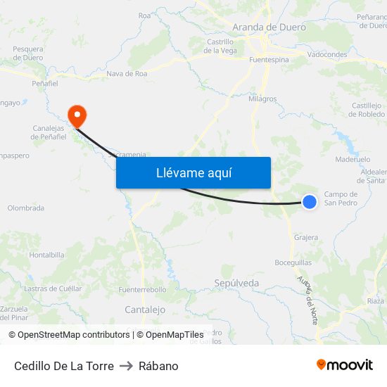 Cedillo De La Torre to Rábano map