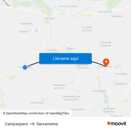 Campaspero to Sacramenia map