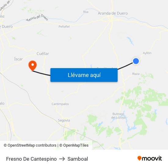 Fresno De Cantespino to Samboal map