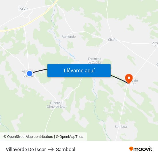 Villaverde De Íscar to Samboal map