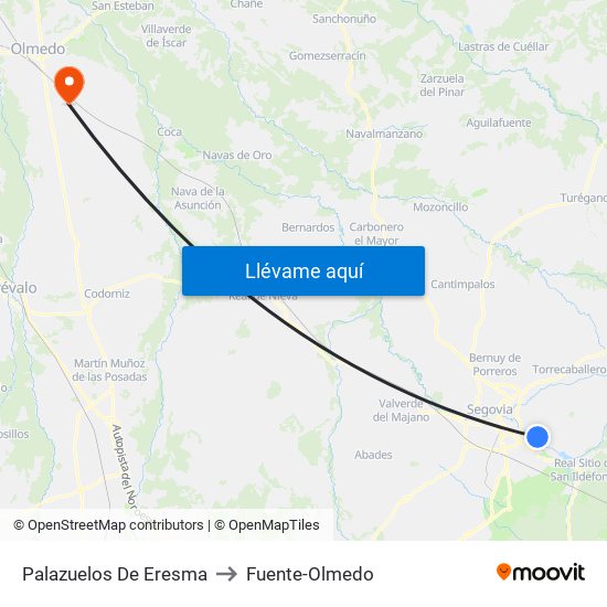 Palazuelos De Eresma to Fuente-Olmedo map