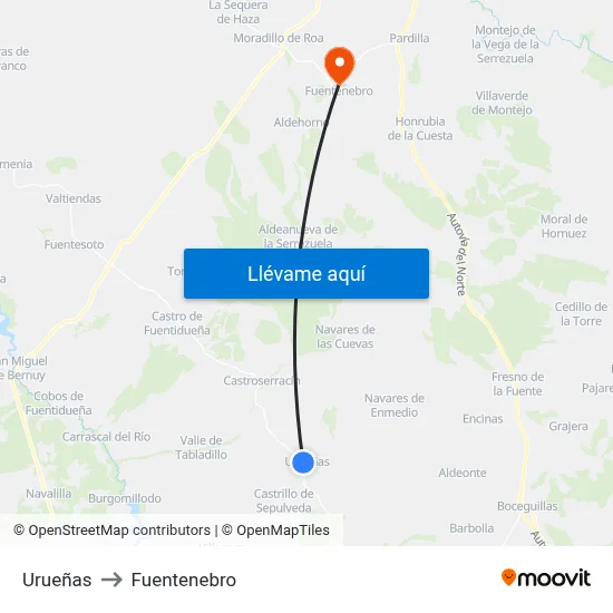 Urueñas to Fuentenebro map
