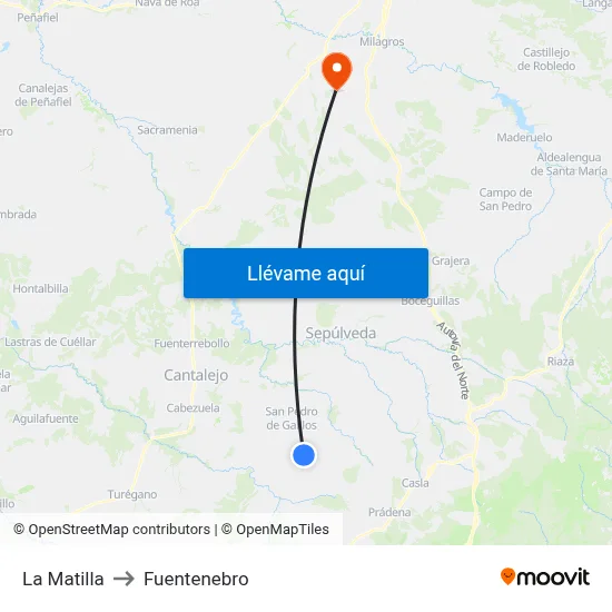 La Matilla to Fuentenebro map
