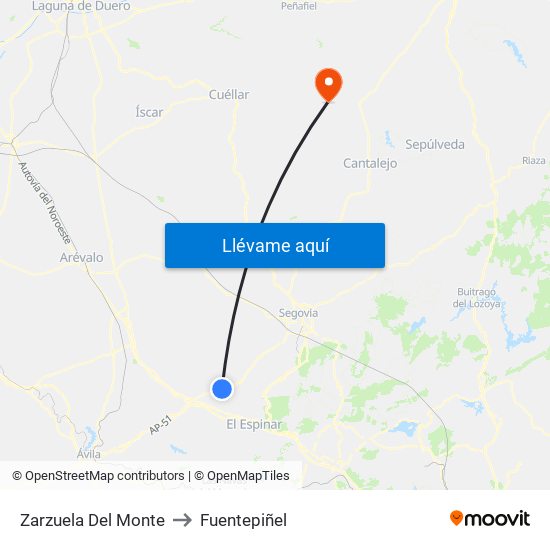 Zarzuela Del Monte to Fuentepiñel map