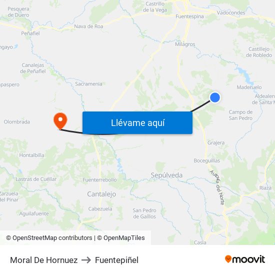 Moral De Hornuez to Fuentepiñel map