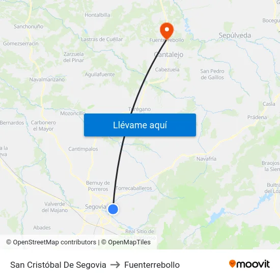 San Cristóbal De Segovia to Fuenterrebollo map