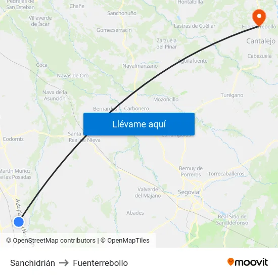 Sanchidrián to Fuenterrebollo map