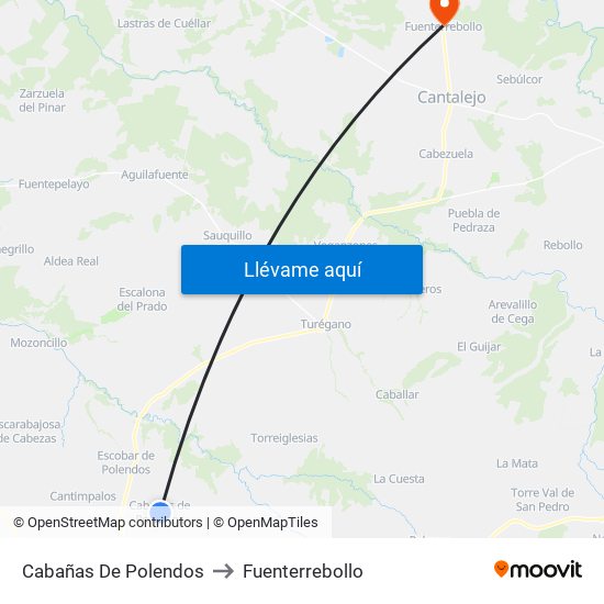 Cabañas De Polendos to Fuenterrebollo map