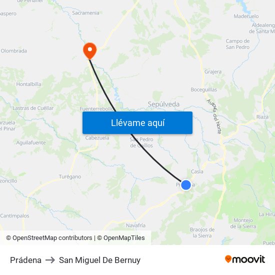 Prádena to San Miguel De Bernuy map