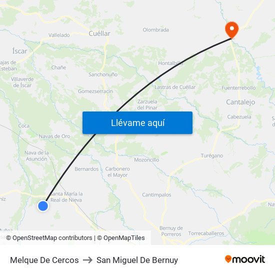 Melque De Cercos to San Miguel De Bernuy map