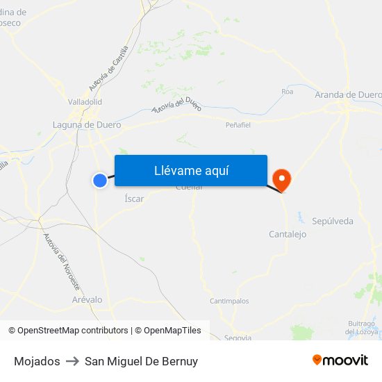 Mojados to San Miguel De Bernuy map