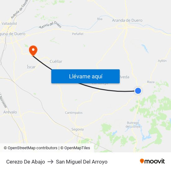 Cerezo De Abajo to San Miguel Del Arroyo map