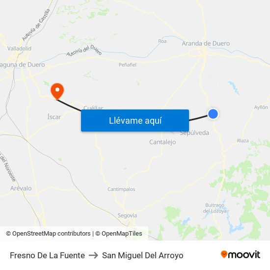 Fresno De La Fuente to San Miguel Del Arroyo map