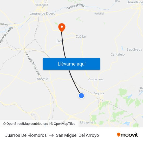 Juarros De Riomoros to San Miguel Del Arroyo map