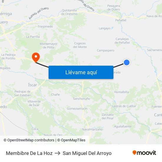 Membibre De La Hoz to San Miguel Del Arroyo map