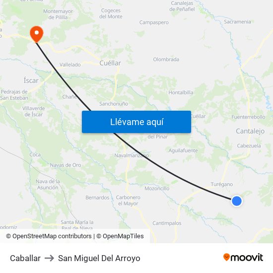 Caballar to San Miguel Del Arroyo map