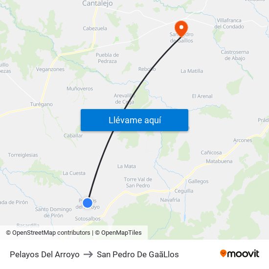 Pelayos Del Arroyo to San Pedro De Gaã­Llos map