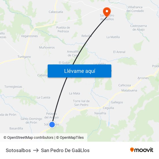 Sotosalbos to San Pedro De Gaã­Llos map