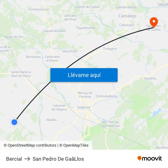 Bercial to San Pedro De Gaã­Llos map